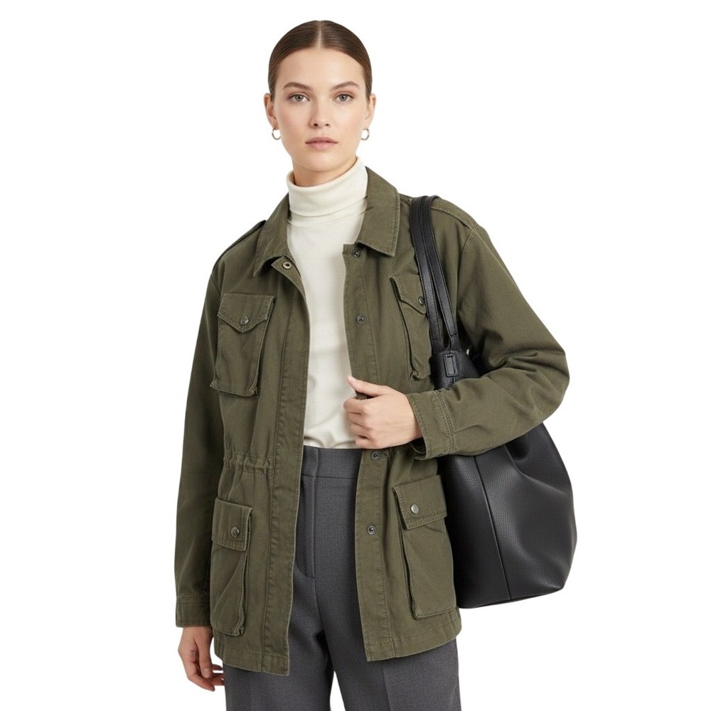 Banana Republic Utility Jacket Womens XS Olive Green 100% Cotton Military Safari
